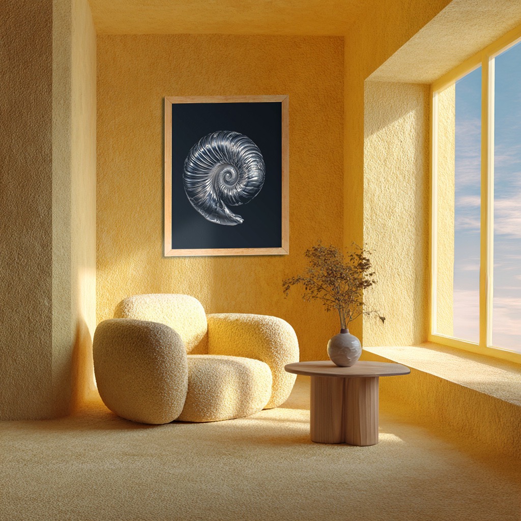 silver spiral framed print